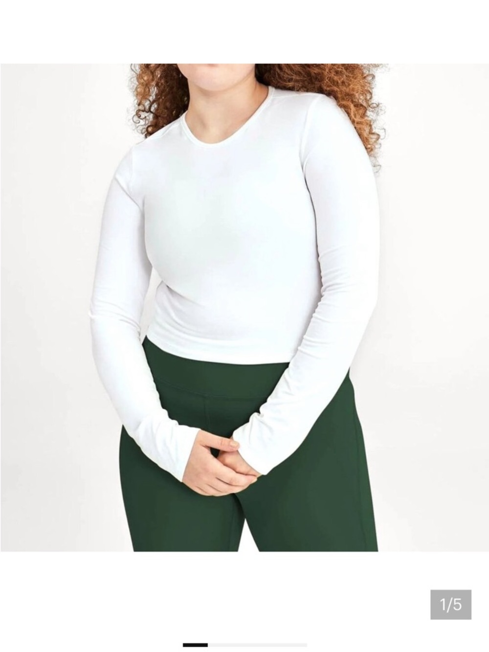 Girlfriend Collective White ReSet Cropped Long Sleeve Top